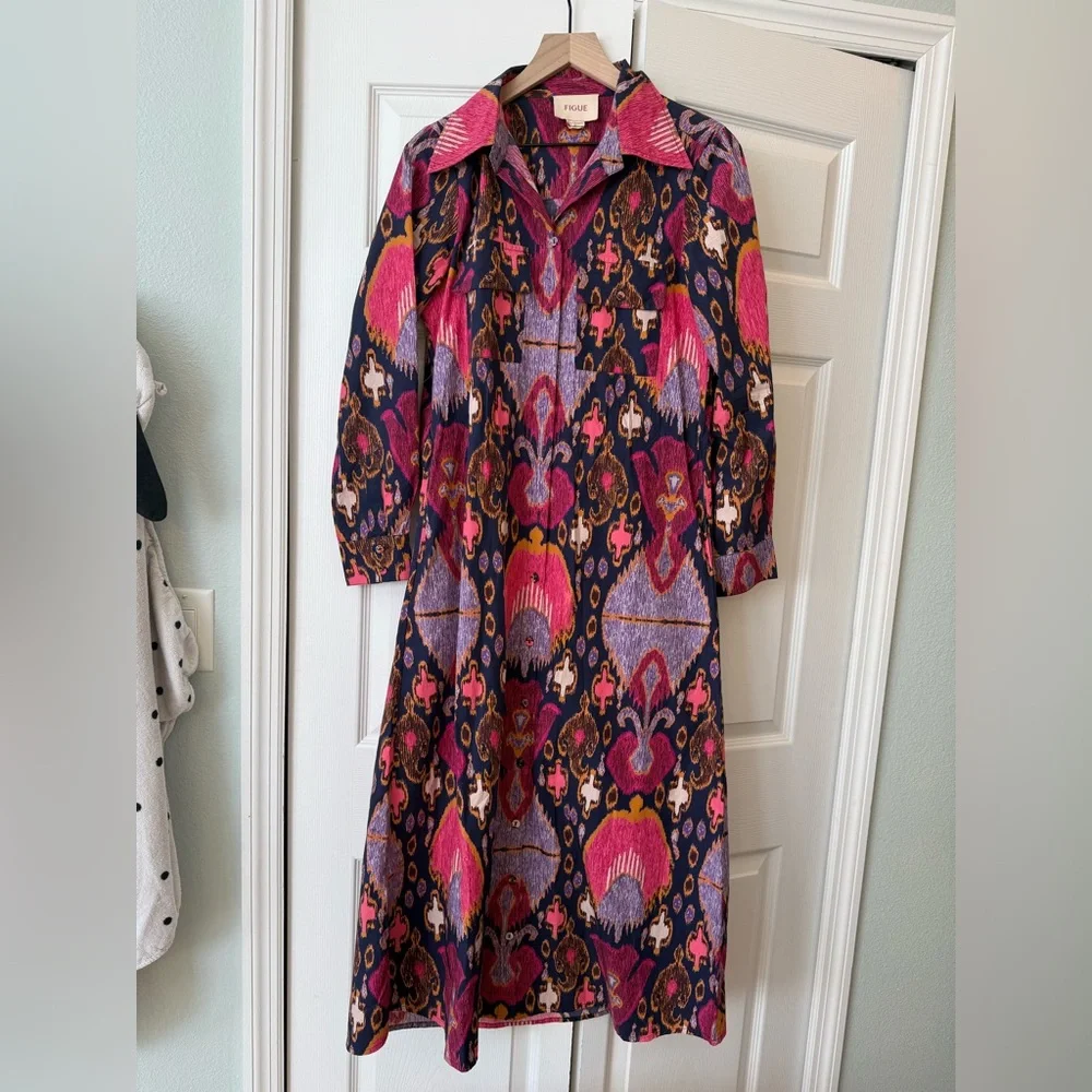 Figue Bassa Printed Midi Shirtdress size small
NWOT - Picture 8 of 16